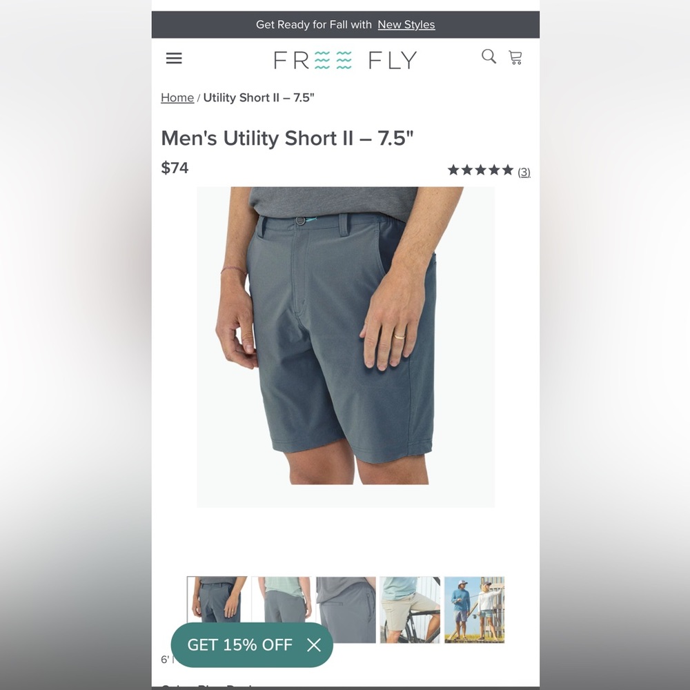 Free fly men’s utility shorts II gray